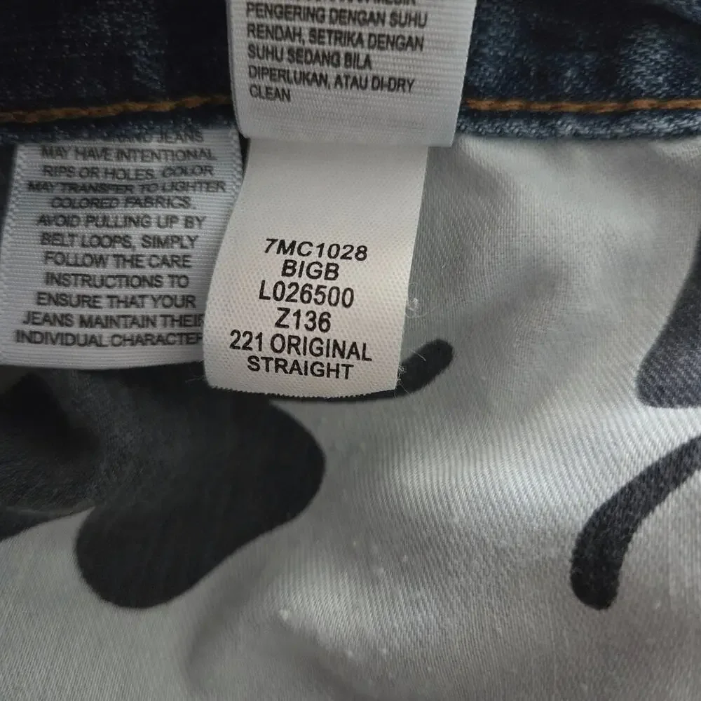 Lucky Brand 34x30 Original Straight Medium Blue Distressed Denim Jeans